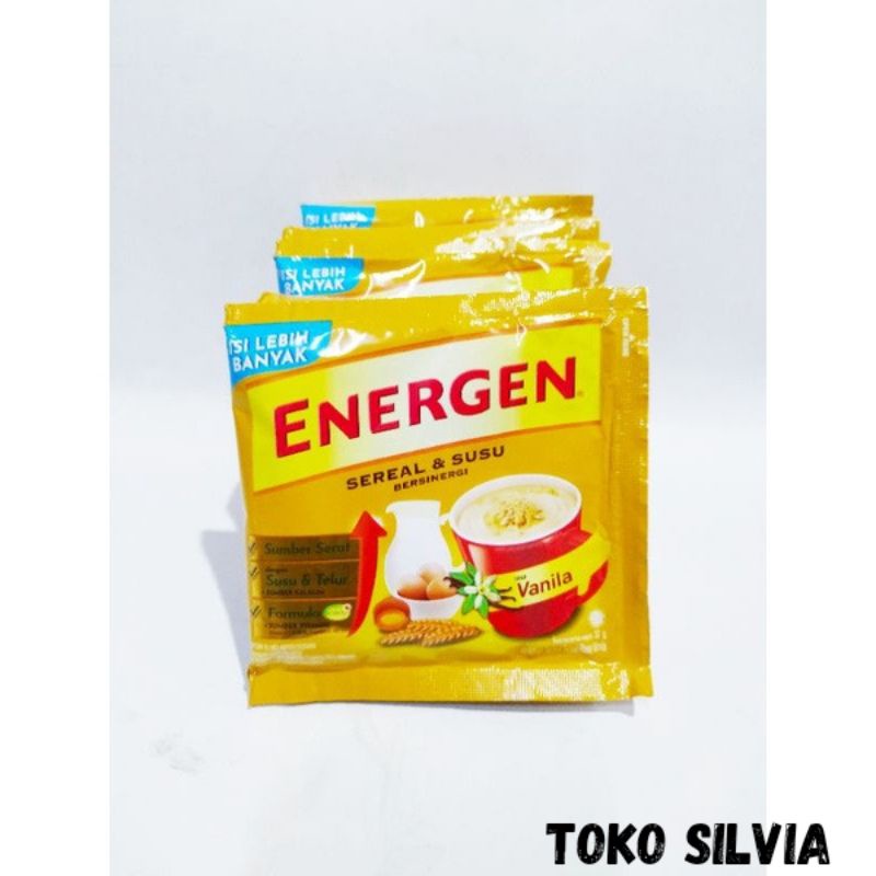 

ENERGEN Sereal&susu rasa vanilla 34gr - 1 Renceng (10 sachet)