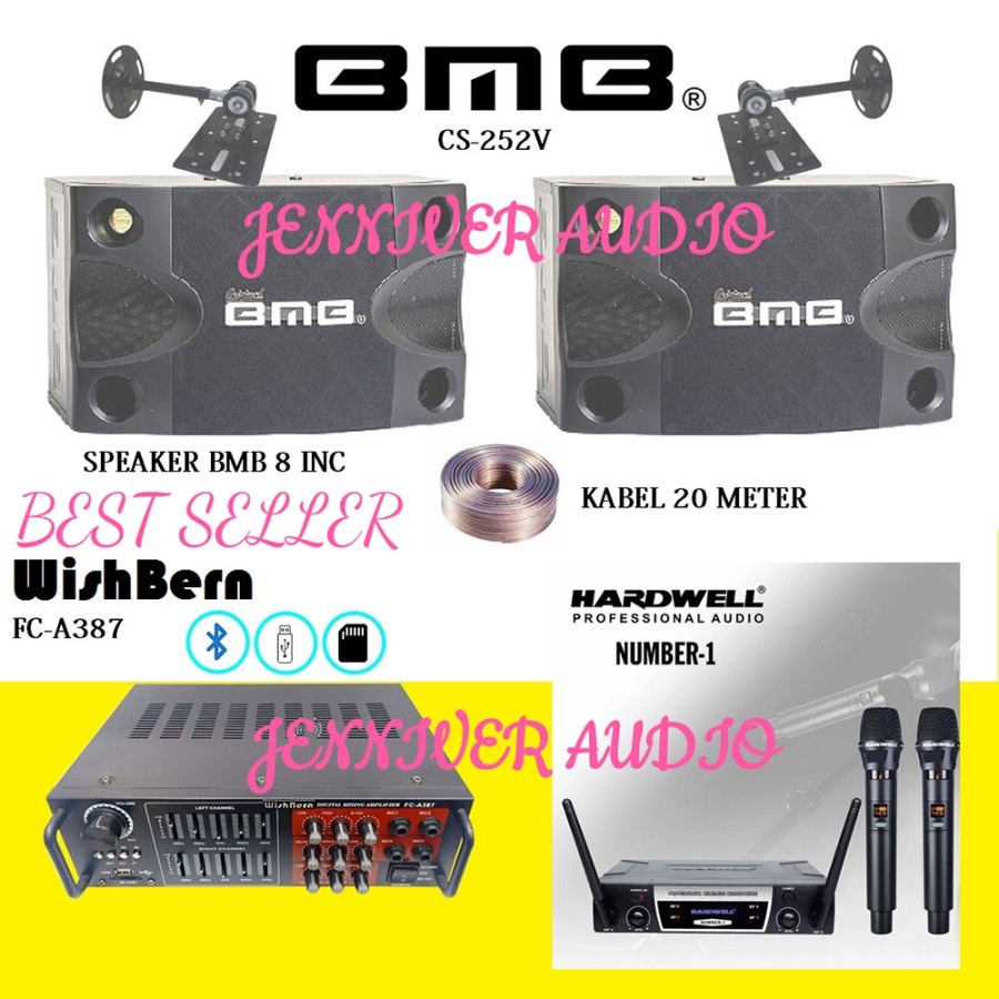 Paket Karaoke Speaker 8 Inch BMB CS-252V Ampli Karaoke Wishbern FC-A38