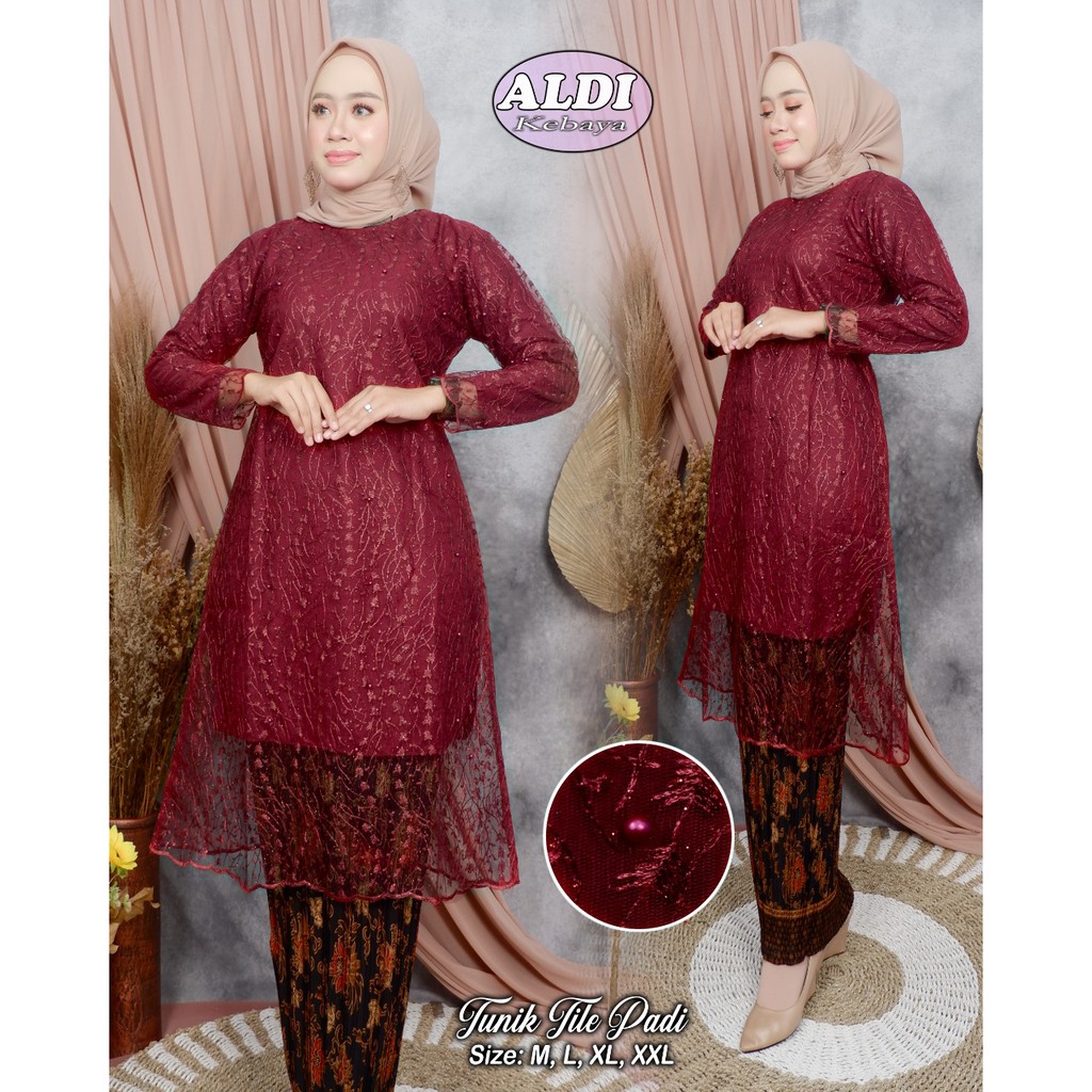 PROMO SET TUNIK TULE MUTIARA BORDIR / SET TUNIK PESTA