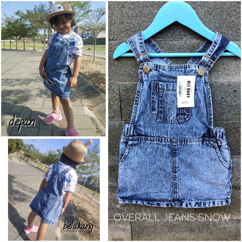 OVERALL JEANS ANAK LOL LED / OVERALL ROK SNOW BLUE/ OVERALL RIPPED ANAK PEREMPUAN