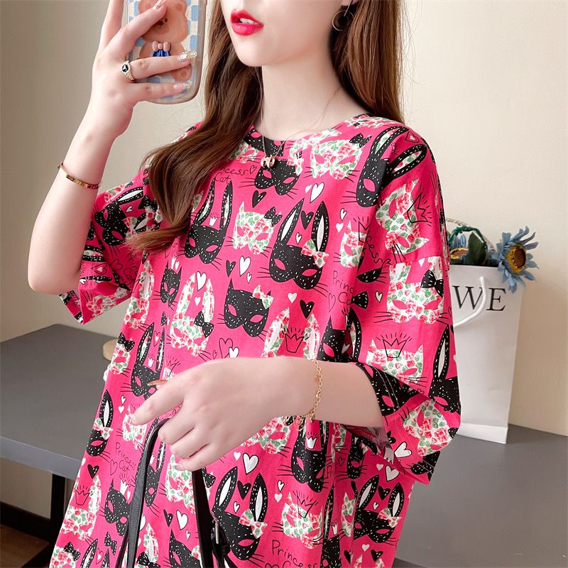 THISTLE - Oversize Tee Tshirt Wanita Model Longgar Motif Rabbit Mask Full Print