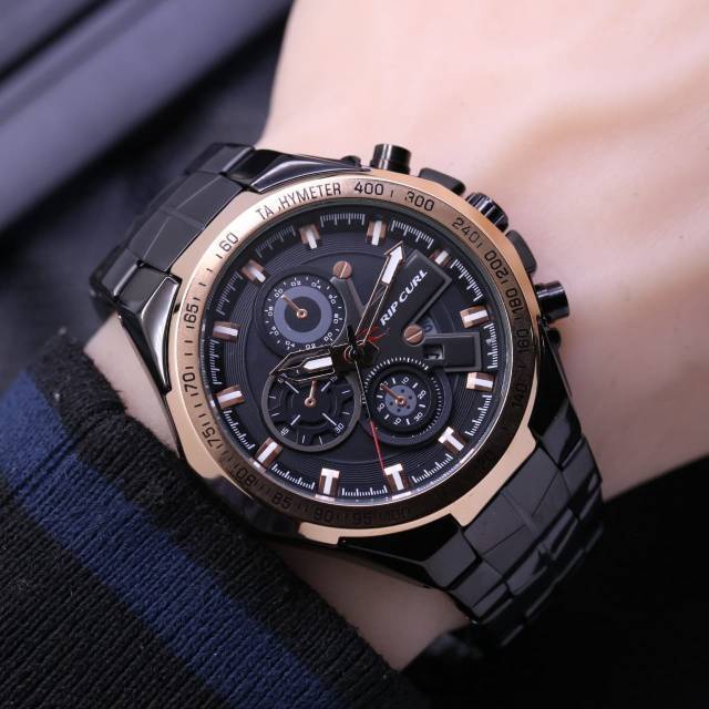 Jam Tangan Pria Anti Air Ready Cowok Rip curl Sporti Chrono Variasi Tanggal Aktif Rantai Steel Rp019