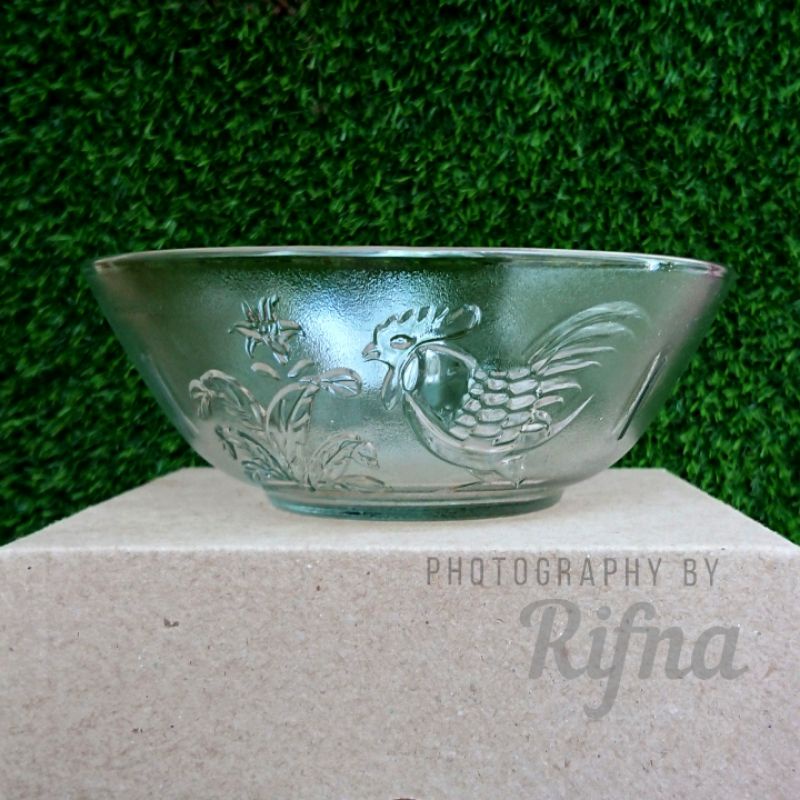 mangkok kaca ayam jago