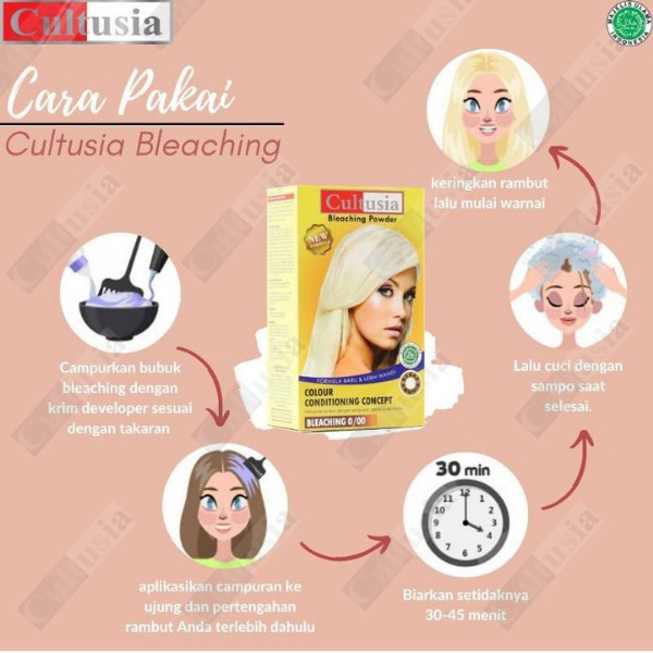 CULTUSIA Bleaching Powder 0/00 Sachet - Bubuk Perawatan Warna Rambut Berwarna