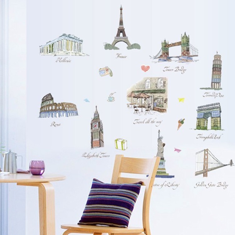 RELIZA Wall Sticker / Stiker Dinding 60X90 sketch KOTA PARIS PISA LIBERTY LONDON AY9090