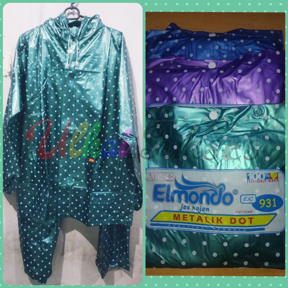 Jas Hujan Elmondo 931 Setelan Metalik Dot Jaket Celana Tipe 931 Murah Laris