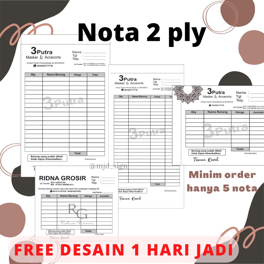 

NOTA OLSHOP CUSTOM LOGO FREE DESAIN 2 PLY