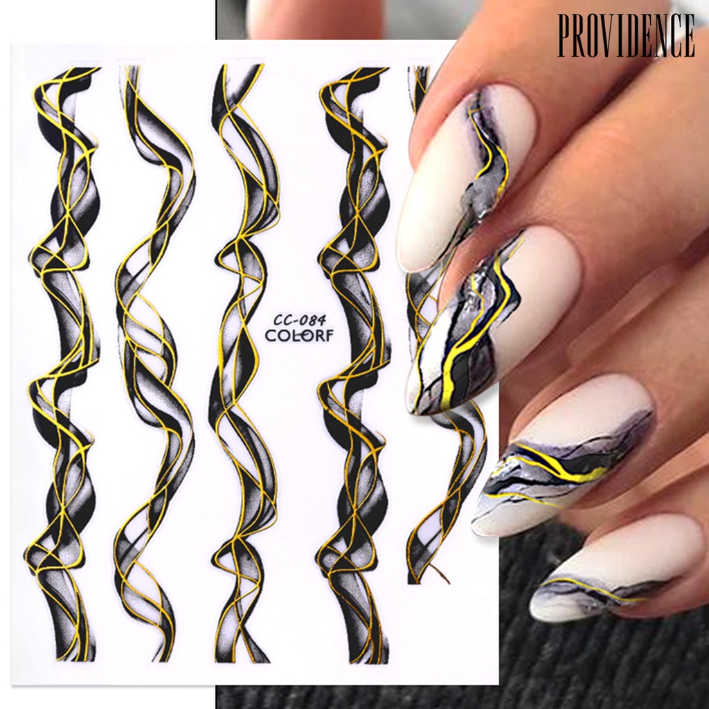 Providence 1 Lembar Stiker Kuku Ultra Tipis Motif Marmer Abstrak Untuk Manicure / Nail Art