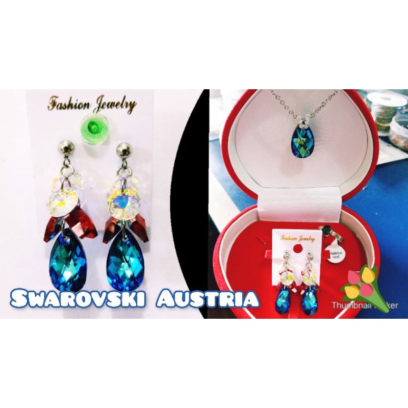 Swarovski Original Kalung 1 Set Bonus Kotak Love & Cincin