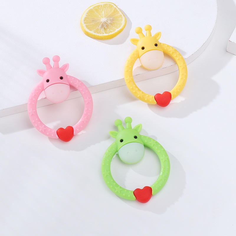 Teether bayi/Gigitan bayi model jerapah BPA Free/Teether berbentuk hati rusa  L278