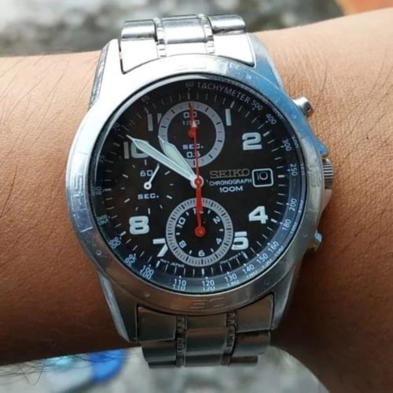 jam tangan original SEIKO CHRONOGRAPH 7T92 DIAL HITAM