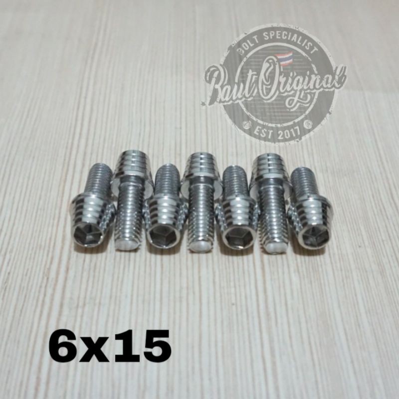 Baut probolt kerucut silver 6x15 drat 10 panjang 1.5cm heng thailand harga satuan