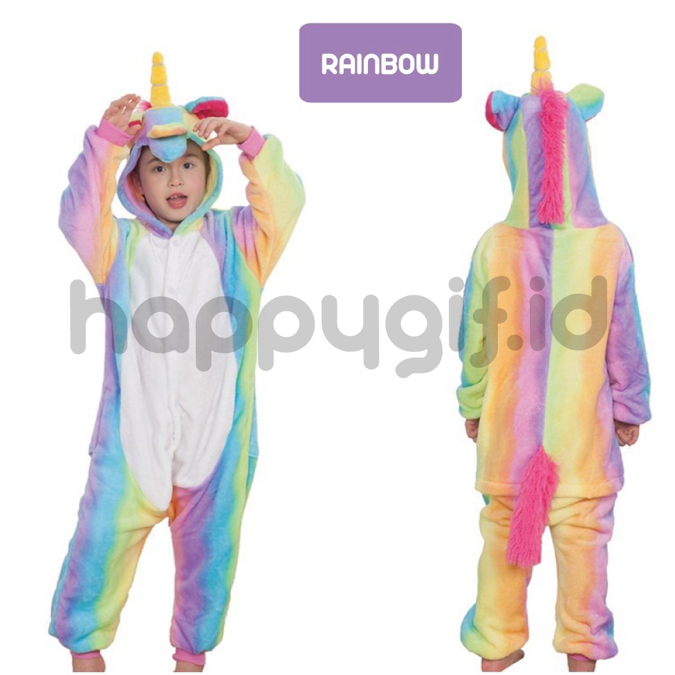 KOSTUM PIYAMA ONESIE BAJU TIDUR ANAK UNICORN KID MILKY + SOFT PURPLE