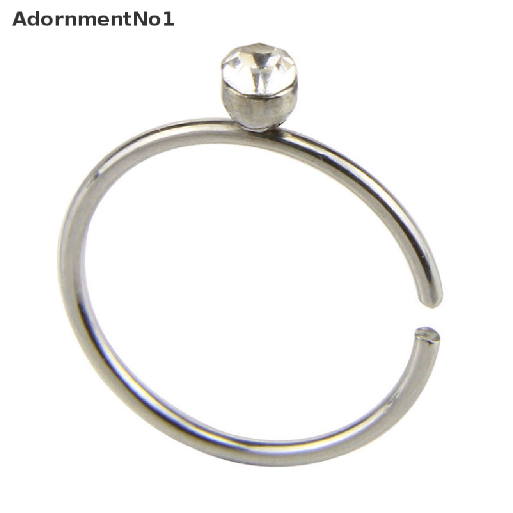 (AdornmentNo1) 14pcs / Set Cincin Tindik Hidung Bahan Stainless Steel Hias Kristal Untuk Wanita