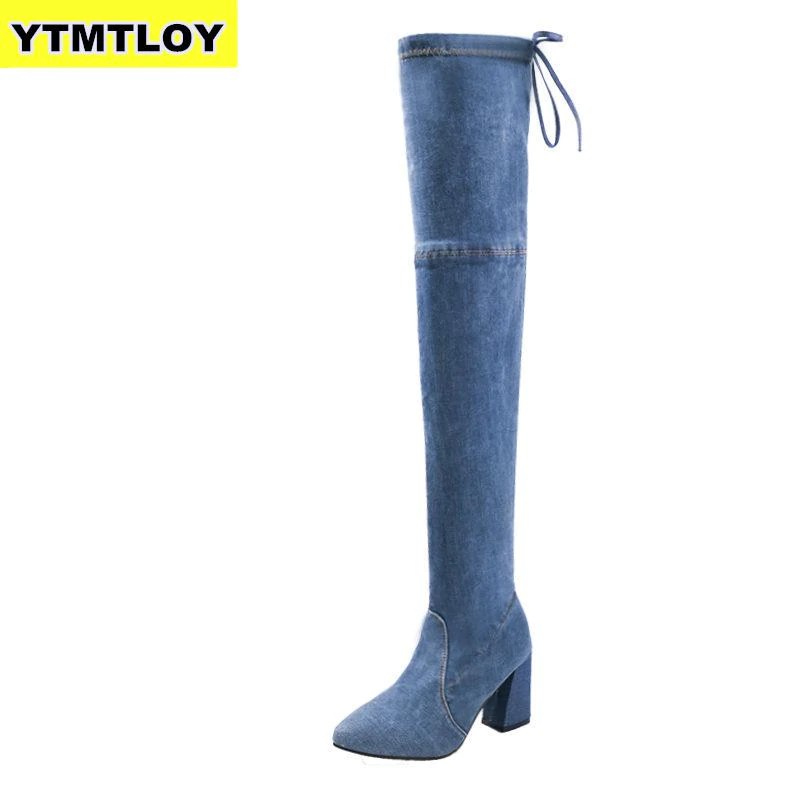 sepatu boots Fashion Women Boots Spring Winter Over The Knee Heels Quality Suede Long Comfort