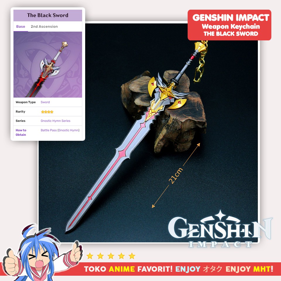 Gantungan Kunci Senjata Genshin Impact The Black Sword Pedang