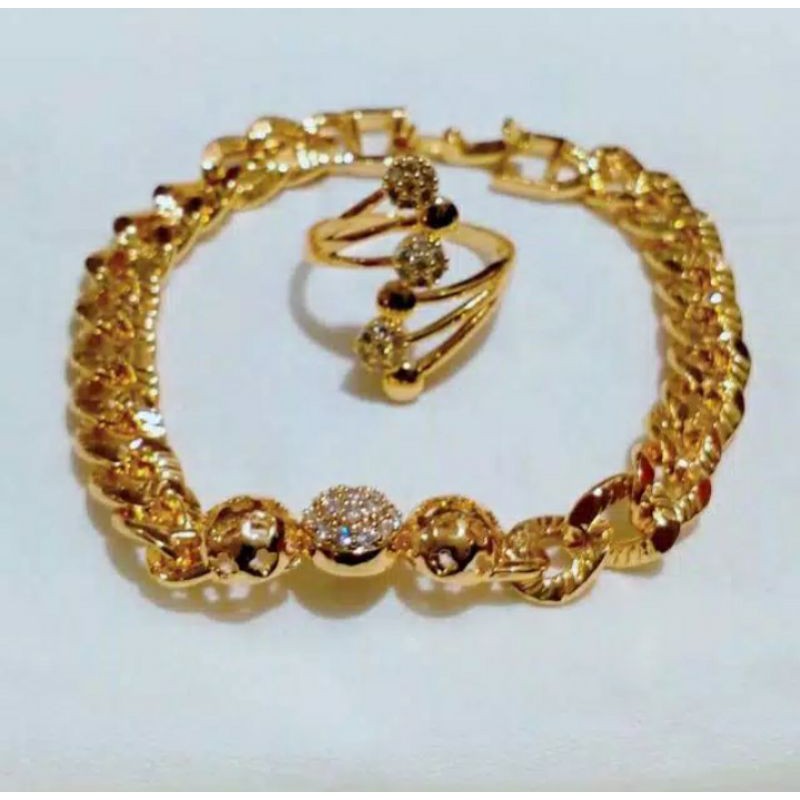 TERMURAH gelang+cincin xuping dewasa bermotif bola cantik bisa COD