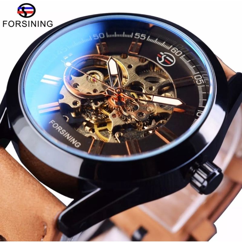 Jam Tangan Forsining Automatic Mechanical Mewah Sporty Bisnis Tali Kulit Original