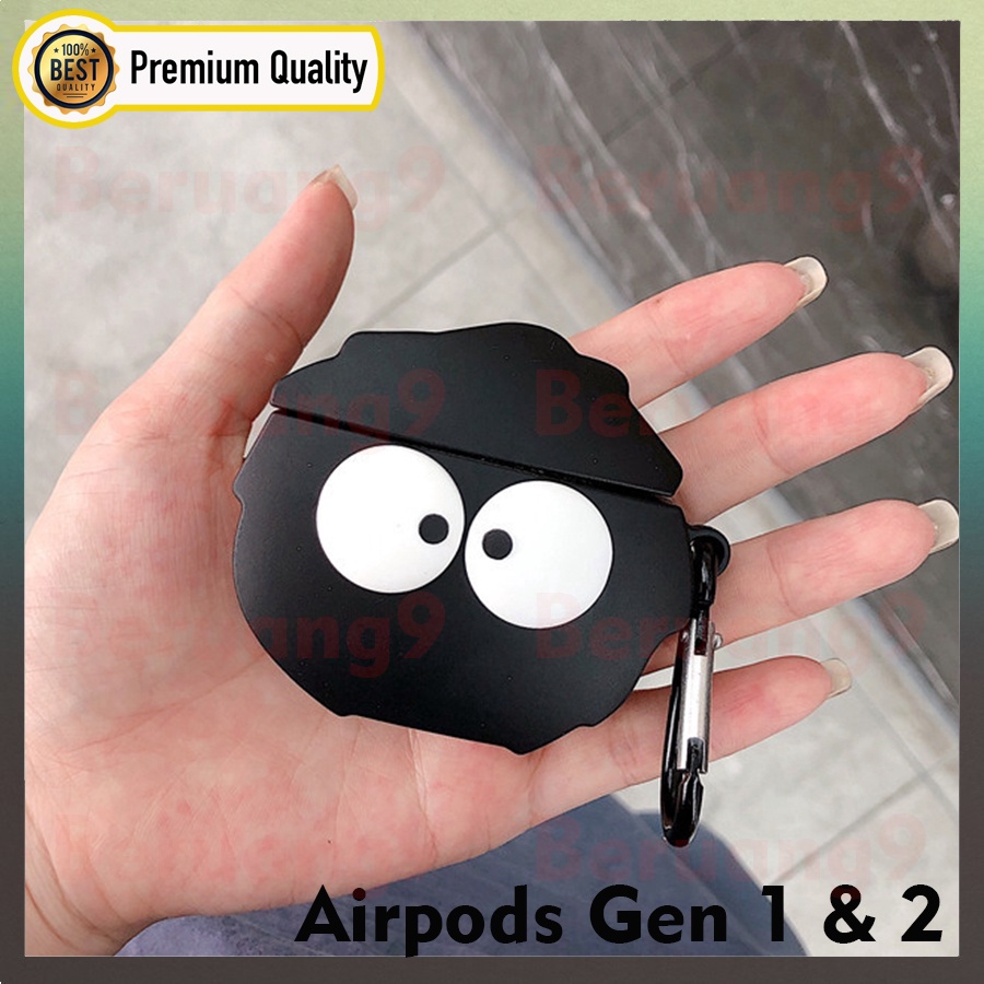 Case Apple Airpods Gen 1 & 2 Anti Shock Premium Silicone Karakter-Black Cartoon
