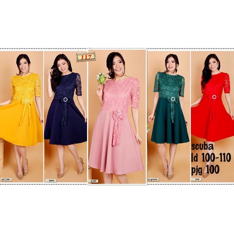 Kathryn collection # 117,  Dres rok mekar scuba import premium kombinasi brukat gliter