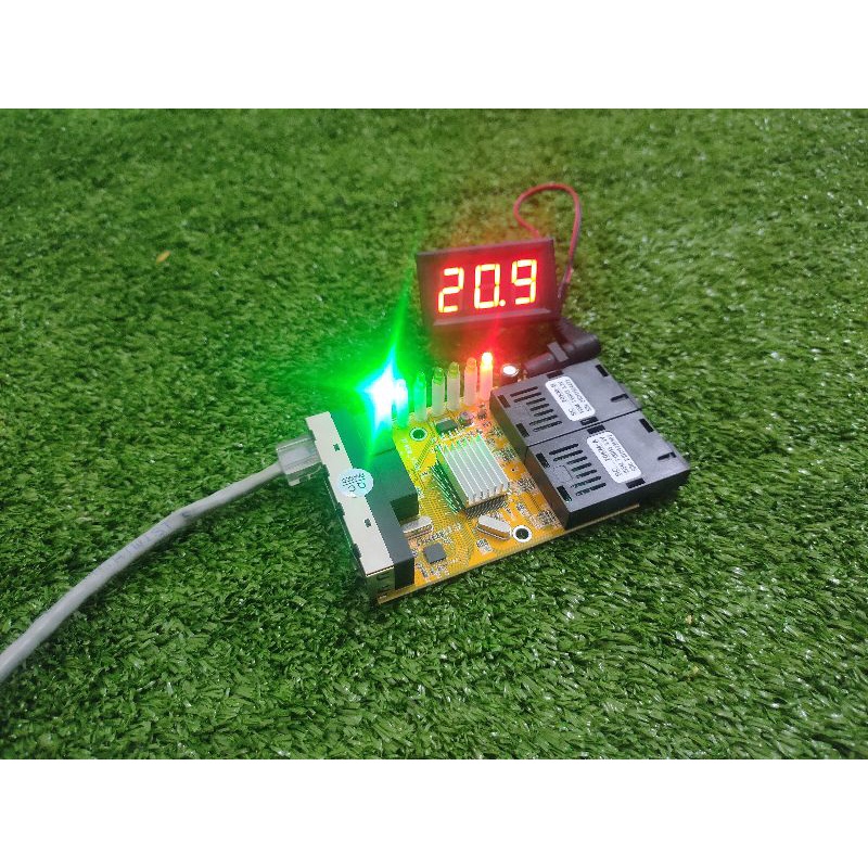 HTB Fiber Media Converter 2FO 4LAN - 2SC4E Support POE yellow