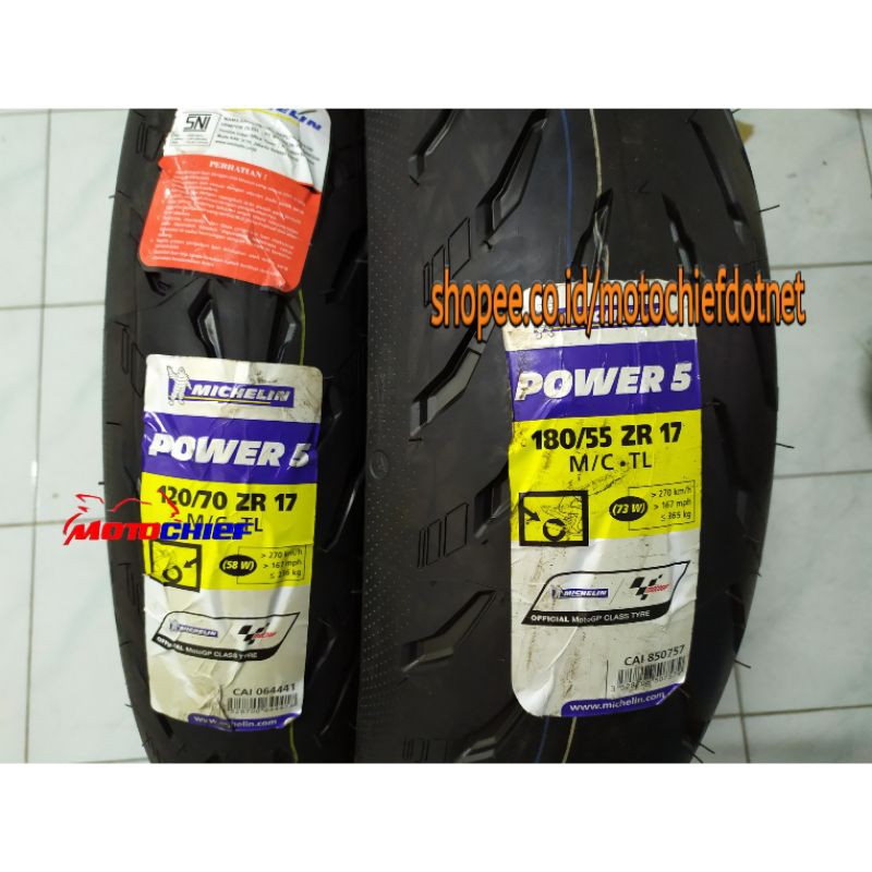 Ban Michelin Power 5 120/70 - 17 & 180/55 - 17 Ninja Cbr  R25 ZX25 Z800