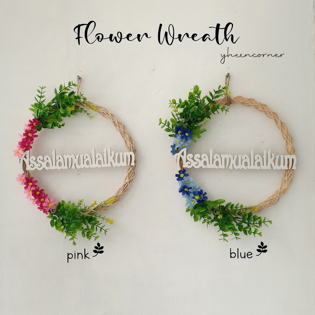 FLOWER WREATH Assalamualaikum Hiasan Dinding Hiasan Pintu