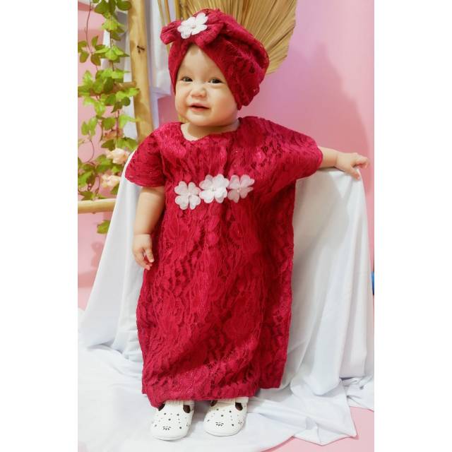 kaftan pakaian gamis syafiqa bayi anak cewek brukat brokat