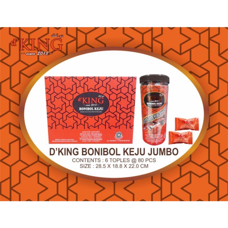 1 Toples 80 pcs D'KING Bonibol Jumbo Biskuit dan Wafer Salut Cokelat, Keju, dan Susu