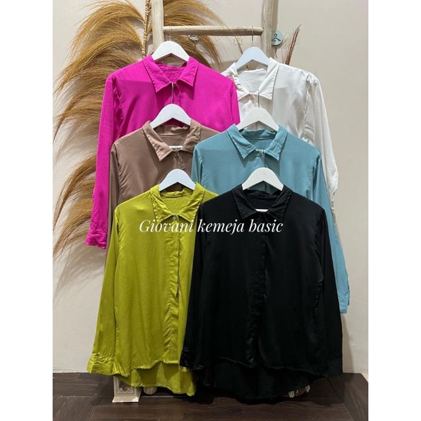 BISA COD AZKIYAHIJAB29 GIOVANI KEMEJA BASIC POLOS TOP BLOUSE WANITA ATASAN RAYON TWILL BUSUI JUMBO B