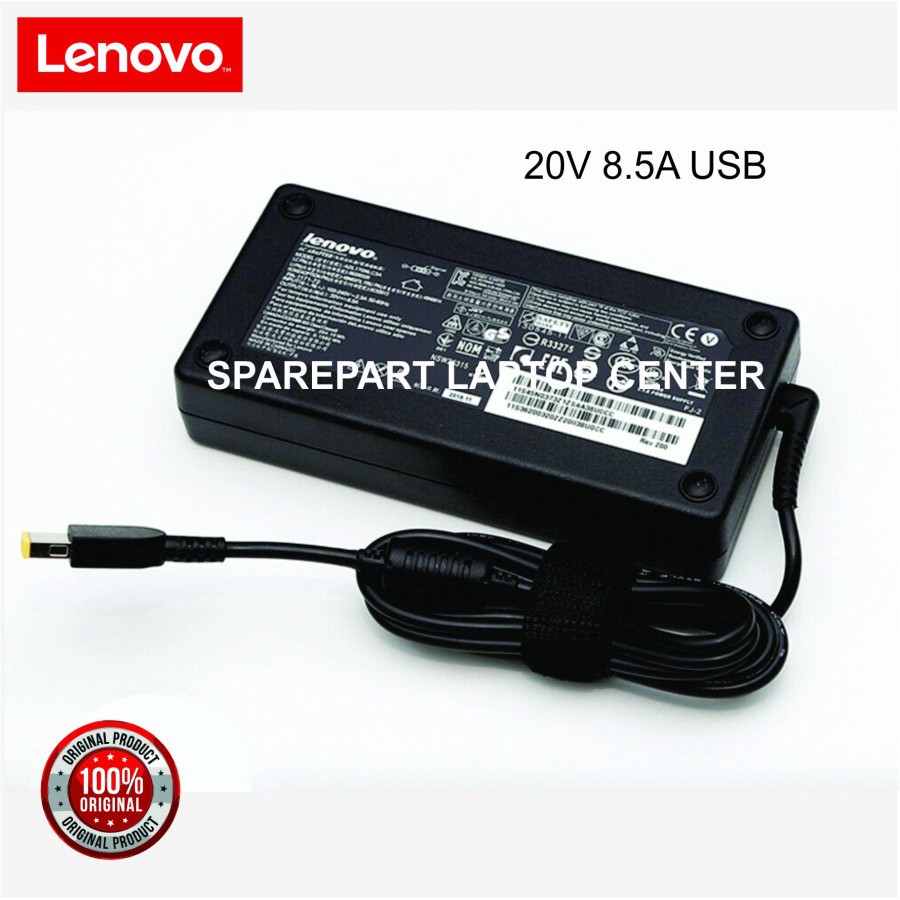 ADAPTOR LENOVO LEGION YOGA Y700 Y720 Y720-15IKB Y730 Y7000SE W540 P50 P50S P70 20V 8,5A USB KUNING