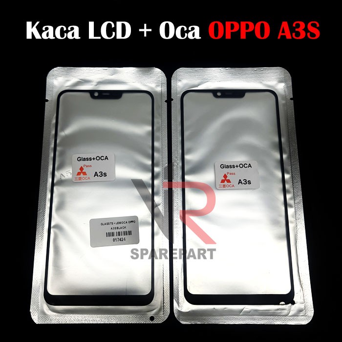 GLASS - KACA LCD TS OPPO A3S / A5 / REALME 2 / REALME C1 + LEM OCA