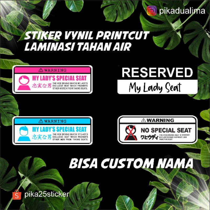STICKER SPECIAL SEAT CUSTOM NAMA