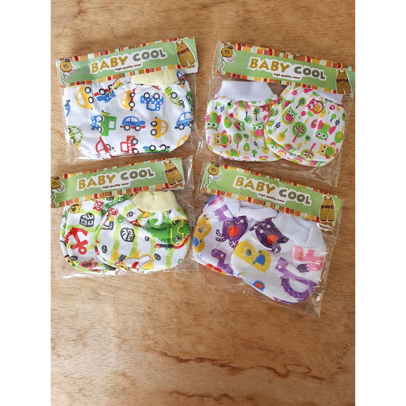 sarung tangan + sarung kaki bayi putih sablon