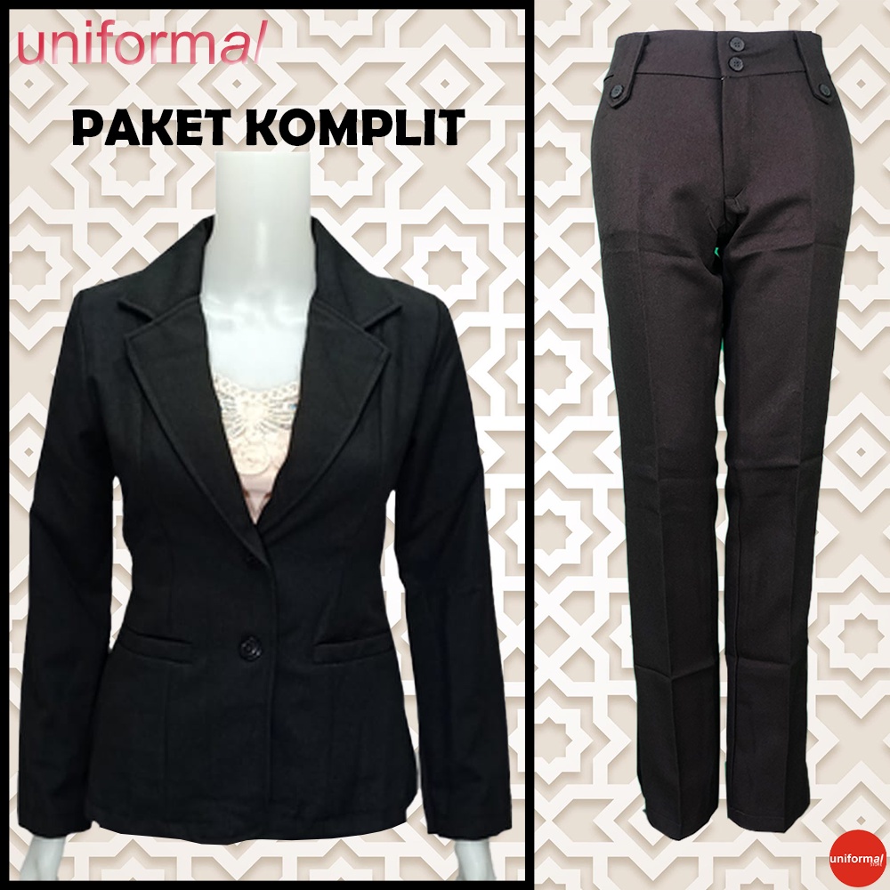 SETELAN BLAZER CELANA WANITA / PAKET JAS BLEZER CELANA CEWEK / STELAN FASHION KERJA MURAH / UKURAN S-5L / FORMAL / KANTOR / KANTORAN / WISUDA / PNS / GURU / NIKAHAN / SKRIPSI / KULIAH /  PREMIUM / BAHAN GABARDINE / KATUN / SERAGAM BAHAN