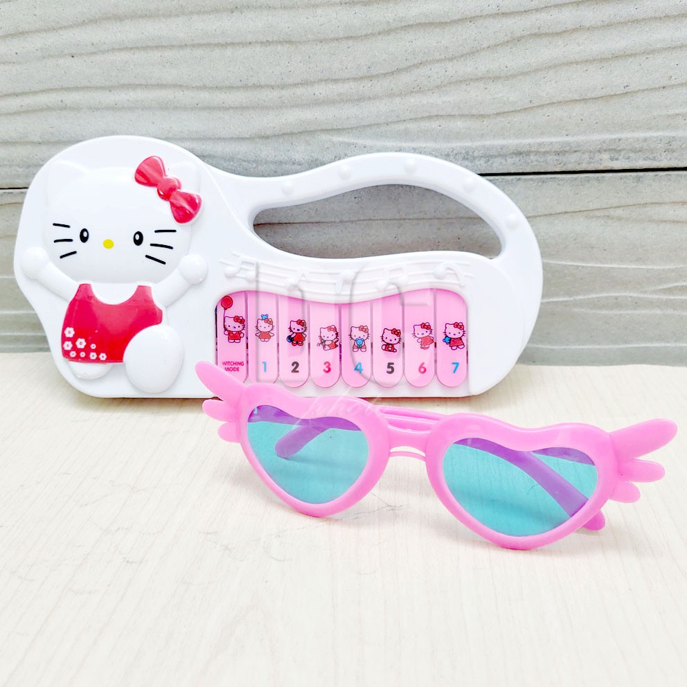 Piano Hello Kitty Kacamata Mainan Alat Musik Anak Organ Elektronik