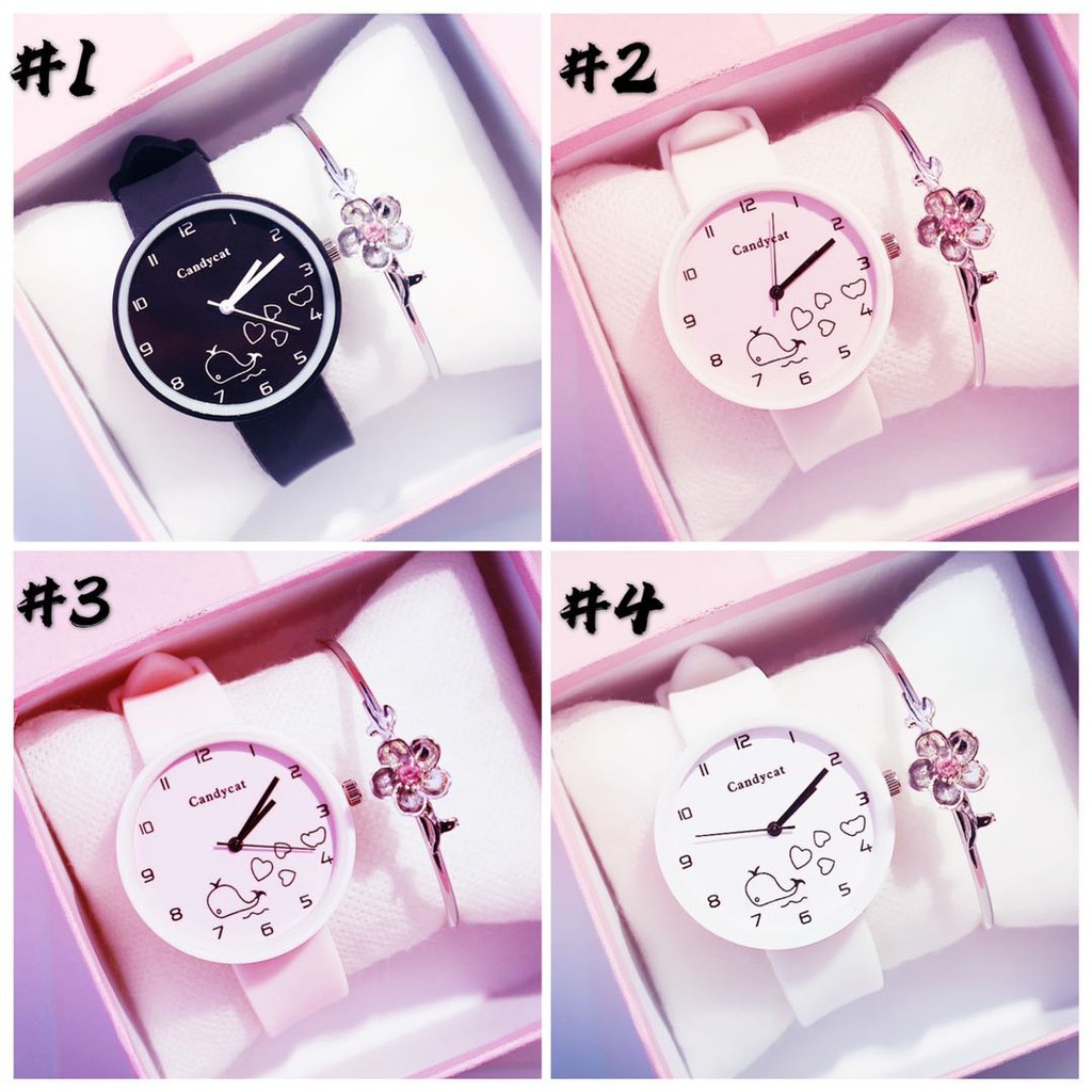 Jam Tangan Wanita Casual Lucu Sederhana Jam Candycat Jam Tangan Ikan Candy Cat Watch