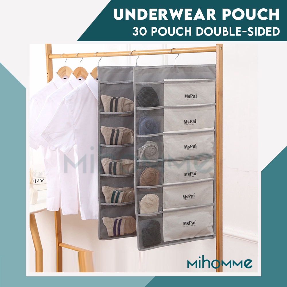 Underwear Organizer / Tempat Pakaian Dalam 30 Pouch Gantung 2 Sisi