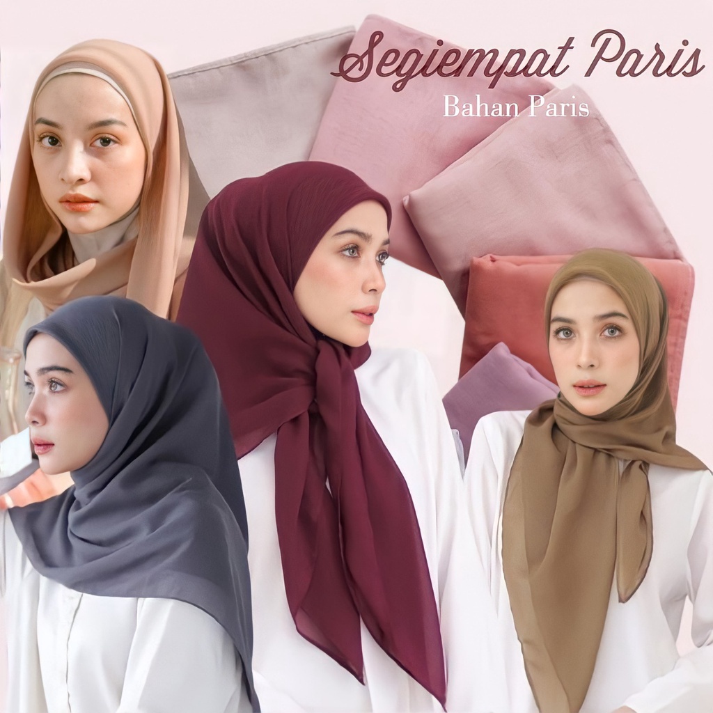 HIJAB PARIS PREMIUM SEGI EMPAT ANTI LETOY Ori Tag Akrilik by Madeena /Jilbab Paris Voal  Basic Polos