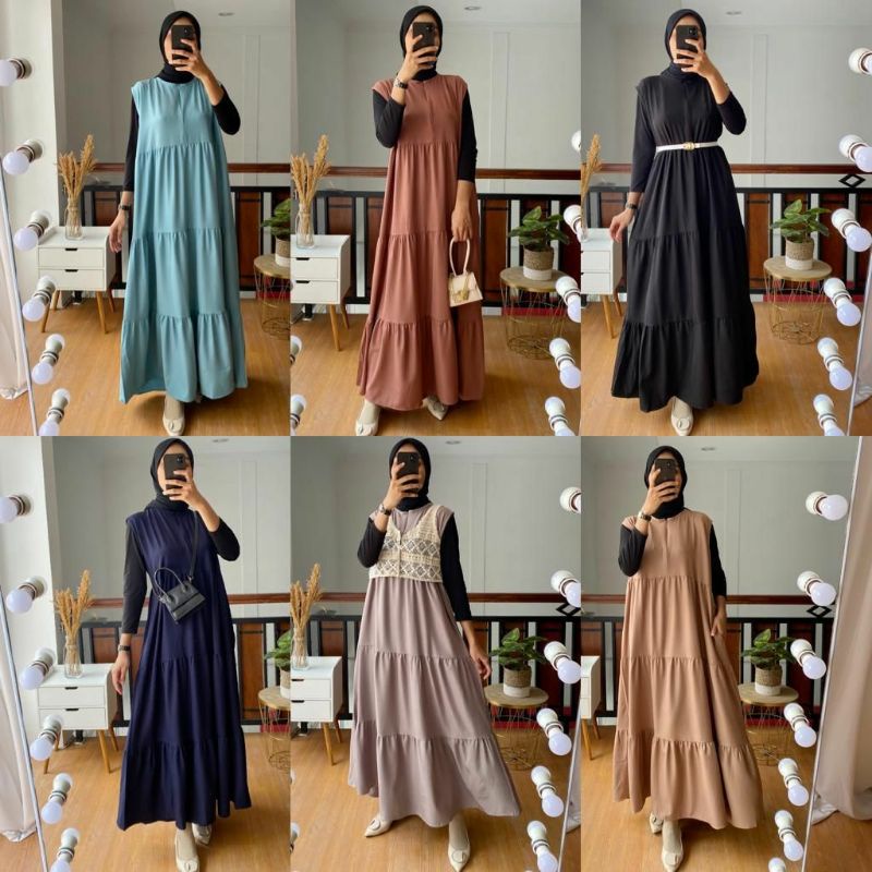 Kinan Inner Dress Busui ( Wardah, Coco, Black, Navy, Grey, Mocca ) - DRESS PREMIUM - DRESS LADY SHAK