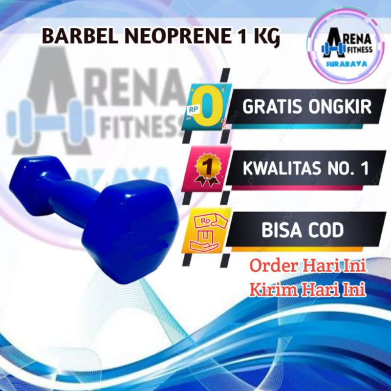 (Termurah ) Barbel / Dumbel Besi 1kg Bahan Rubber Neoprene Import barbel 1kg barbel neoprane