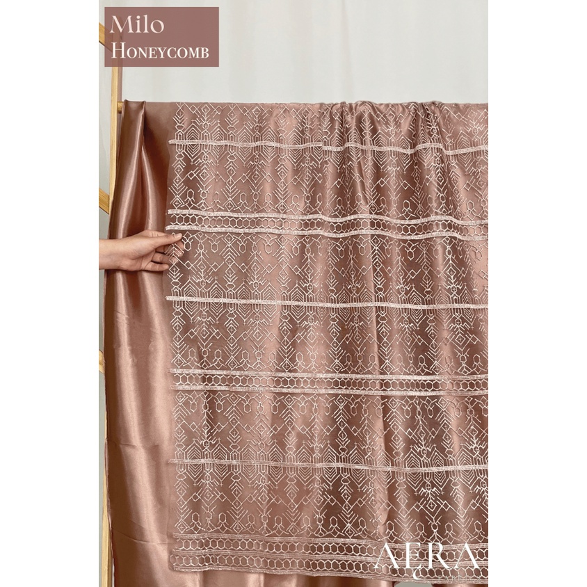 1/2 meter Kain Brokat Tile Prancis warna MILO Bahan Kebaya Motif Akar Bunga Floral / Motif Sapto