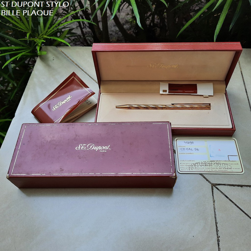 

St Dupont Stylo Bille 18K Gold Plated Ballpoint Full Set NOS