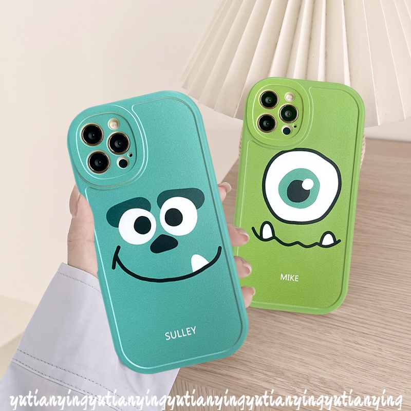 Case Monster Kecil Bermata Besar Hijau Realme C53 C55 10 Pro Plus C25s C35 C31 9i 8i C25 C21 7i C20 C25Y C11 C12 C21Y C15 7 6 5s 6s 8 8Pro 6i 5c17 C3 Pelindung Lensa Oval Soft Tpu