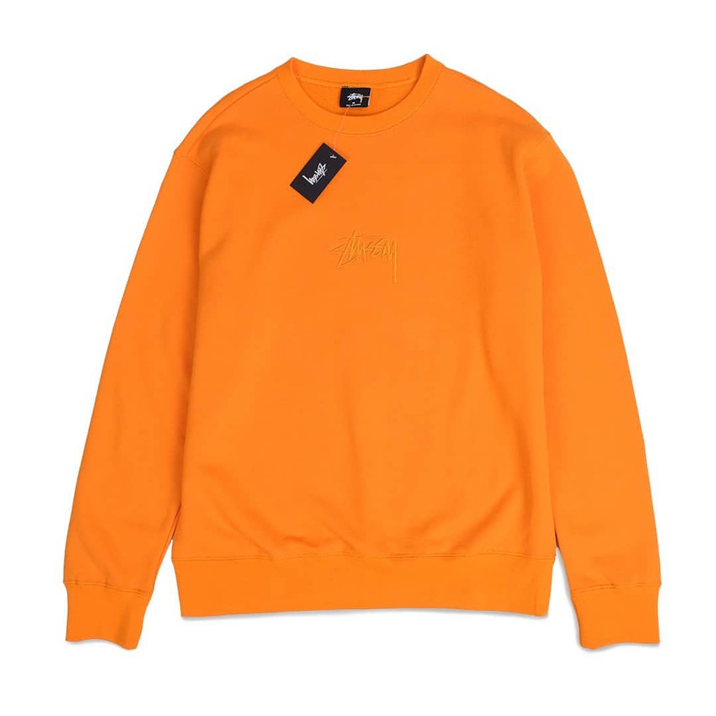 Stussy Stock Logo Crewneck Sweatshirt Orange