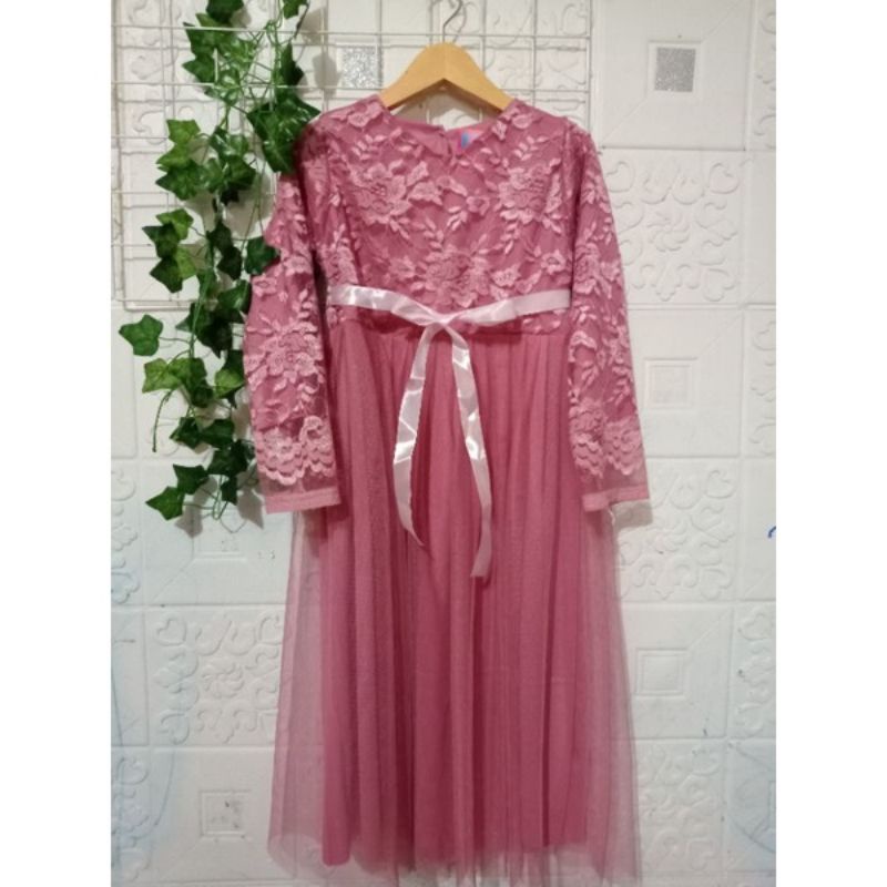 Baju gamis brukat anak baju muslim anak 4-11 tahun gaun muslim anak gamis pesta anak dress muslim an