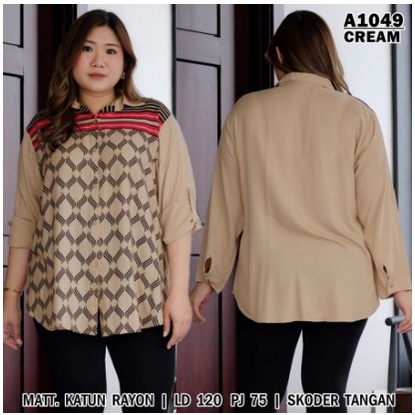 COD Atasan Big Size Wanita Terbaru Fashion Selebgram / Kemeja Jumbo Creamy / Kemeja Atasan Wanita Ju