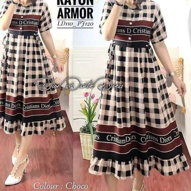Paling Sesuai.. [ PROMO ] MIDI DRESS ARKEN KEKINIAN | DRESS DIOR RAYON ARMOR VIRAL PREMIUM LD 110