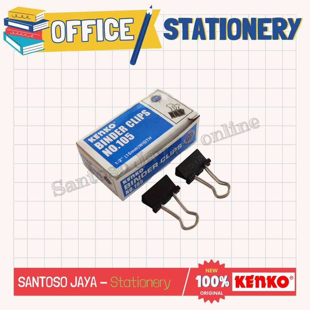 

Binder Clips KENKO No.105 - Binder Klip KENKO width 1/2 inch - 15mm
