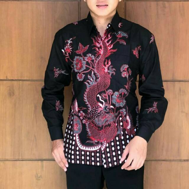 Kemeja Batik Naga Merah